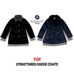 Y2k Structured Suede Coats  - EV0026