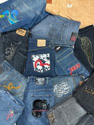 Jeans brodés Hiphop Y2K de marque et sans marque