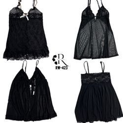 Lencería Gótica Todo Negro Y2K (RW-423)