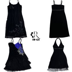 Y2K Vestidos de Verano Negros de Rave (RW-424)
