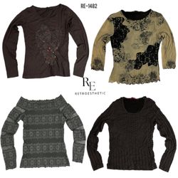 Y2K Earthy Tone Full Sleeve Tops (RE-1482)