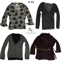 Y2K Dark Tune Full Sleeve Mix Mesh Tops (RE-1784)