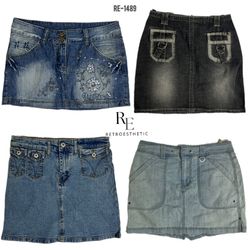 Y2K IT Girl Denim Mini Skirts (RE-1489)