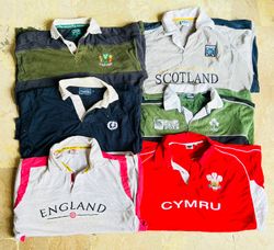 Ensemble de 7 maillots de rugby de club vintage