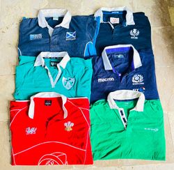 Lot de 8 maillots de rugby vintage de club