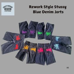 Rework Style Stussy Blue Denim Jorts