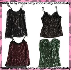 Y2k sequins beaded tops-037