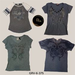 Harley-Davidson Grey Baby Tee – Authentic Y2K Bike..
