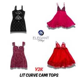 Y2k Lit Curve Cami Tops - EV0618