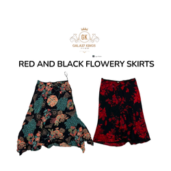 Jupes fleuries rouges et noires