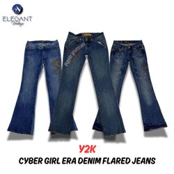 Y2k Cyber Girl Era Jeans Flare em Denim - EV0034