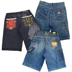 Japanische Stickerei und Hip-Hop-Denim-Shorts