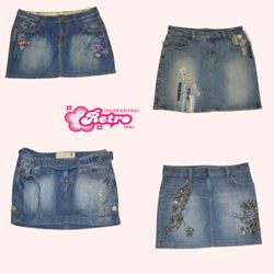 Y2k Cyber Girl Ära Denim Mini Röcke (Juli-09)