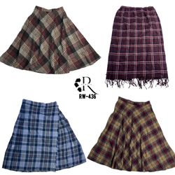 Y2K Checkered Wool Skirts (RW-436)