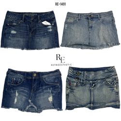 Jupes mini en denim de l'ère Britney Y2K (RE-1491)