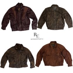 Blousons en cuir bombardier des années 90/Y2K (RE-..