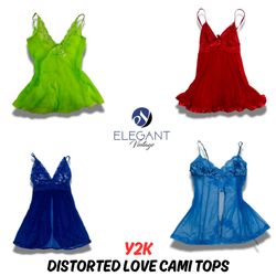 Y2k Disorted Love Cami Tops - EV0627