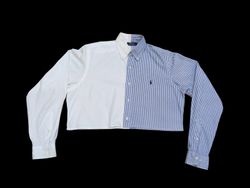 DR-2 Upcycled R/L polo crop top half and half