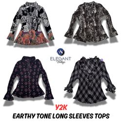 Tops a manica lunga dai toni terrosi Y2k - EV0058