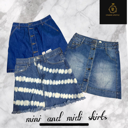 Saia jeans mini e midi