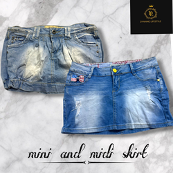 Saia de denim mini e midi