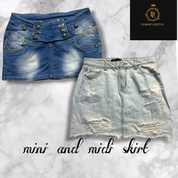 Denim mini and midi skirts