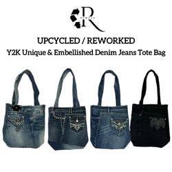 Upcycled Y2k Unique & Embellished Jeans ..