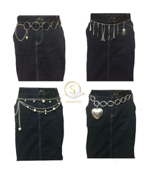 Y2K Silver and Black Chain Belts