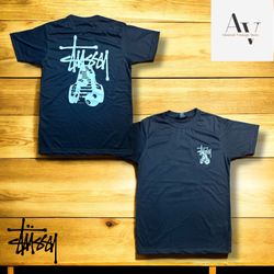 Stussy rielaborazione stile 8ball felpa nera t-shi..