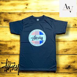 Stussy riadattato stile t-shirt a strisce multiple