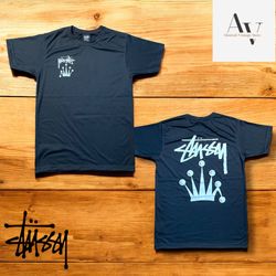 Camiseta nera Crown rework style di Stussy