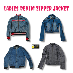 Trendy Damen Denim Reißverschlussjacke
