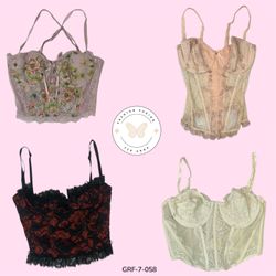 Softcore Siren | Sheer Lace Y2K Corset Top  (GRF-7..