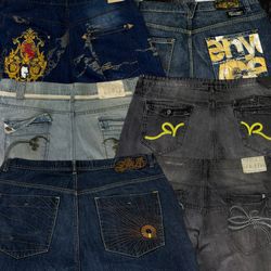 Hiphop Y2K bestickte Jeans mit Markenlogo und unma..