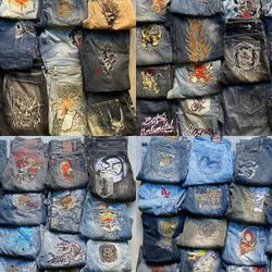 Japanische unmarkierte bestickte Jeans