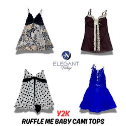 Y2k Ruffle Me Baby Cami Tops - EV0659