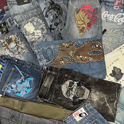 jeans à broderie japonaise