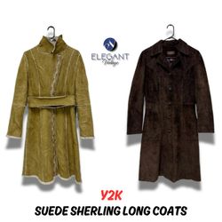 Y2k Suede Shearling Long Coats - EV0099