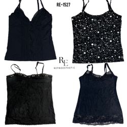 Y2K All Black Gothic Cami Tops (RE-1527)