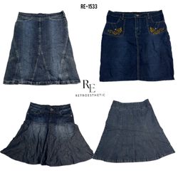 Y2K IT Girl Denim Midi Skirts (RE-1533)
