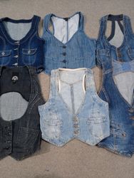 HD1043 Ladies Y2K Denim Vests - 16 pcs
