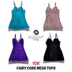 Y2k Fairy Core Camisetas de Malla - EV0114
