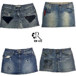 Y2k unique Denim mini skirts(RW-470)