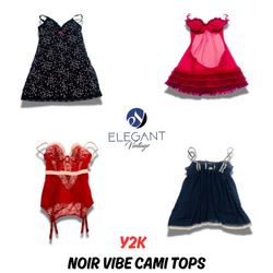 Y2K Noir Vibe Cami Tops - EV0683