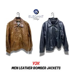 Y2K Men Leather Bomber Jackets - EV0160