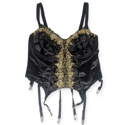 Say#239 Corset en Velours Y2K avec Broderie Dorée