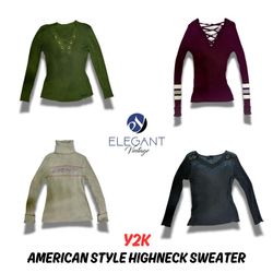 Y2K American Style Highneck Sweater - EV0179