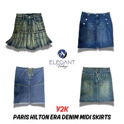 Y2K Paris Hilton Era Denim Midi Skirts - EV0183