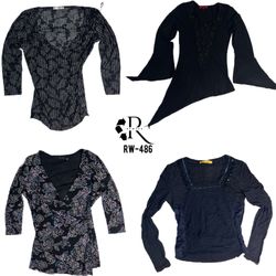 Y2K Top Rave Nero Completo Maniche Lunghe (RW-486)