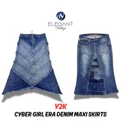 Y2K Cyber Girl Era Denim Maxi Skirts - EV0212